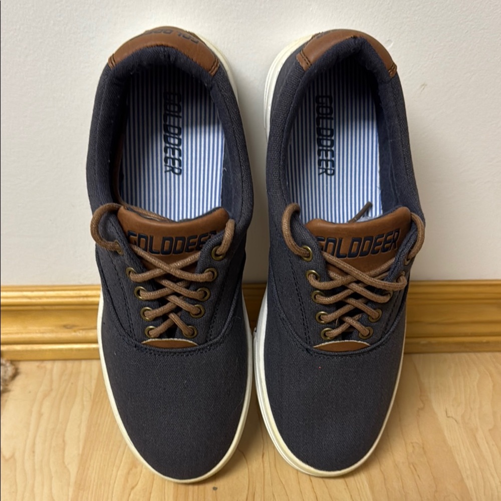 Black and Brown Sneakers with White Rubber Sole